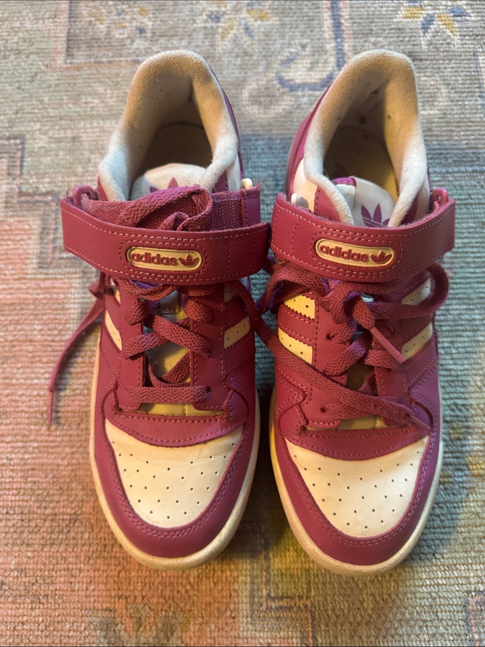 adidas Kids High-Top Sneakers in Burgundy and Cream